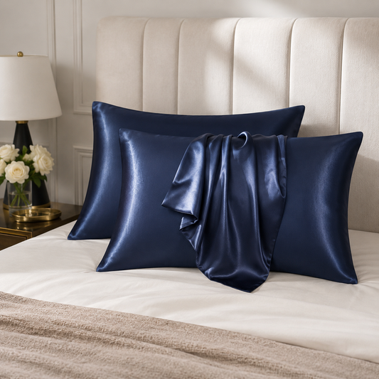 Luxury Satin Navy  Pillowcase Set for Hair & Skin, 2 Pack